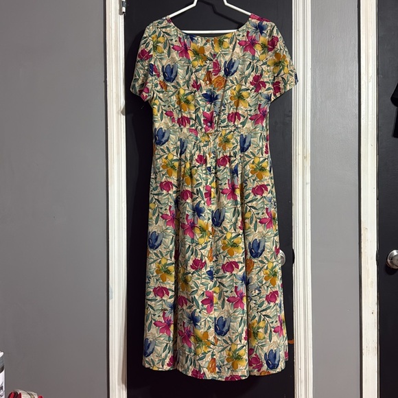 Maggy London Vintage Silk Midi Floral Teachercore Dress Size: 14 Length: 46” - Picture 2 of 7